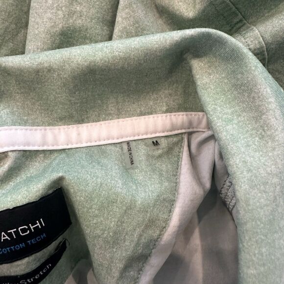 Bugatchi OooH Cotton Tech Polo Shirt Mens Medium Green 8-Way Stretch Golf - Picture 5 of 7